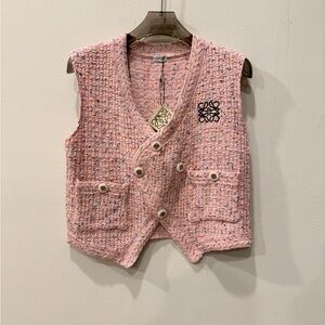 Loewe Pink Tweed Vest with Button Accents